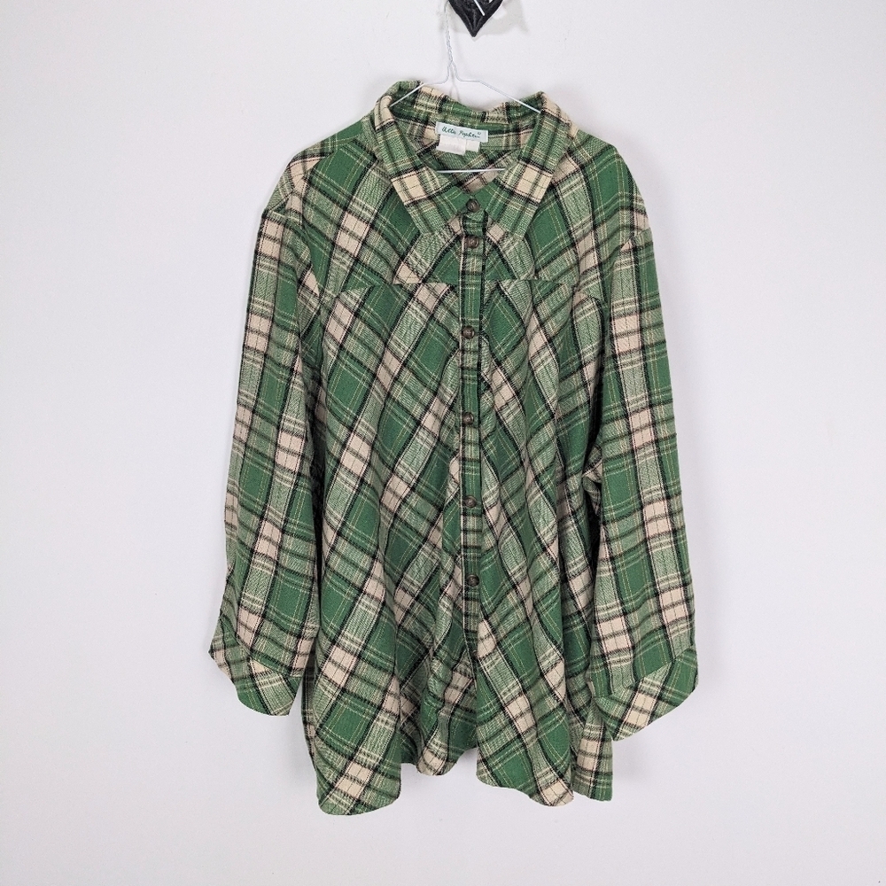 Ulla Popken Green Plaid Shacket  Oversized Large
